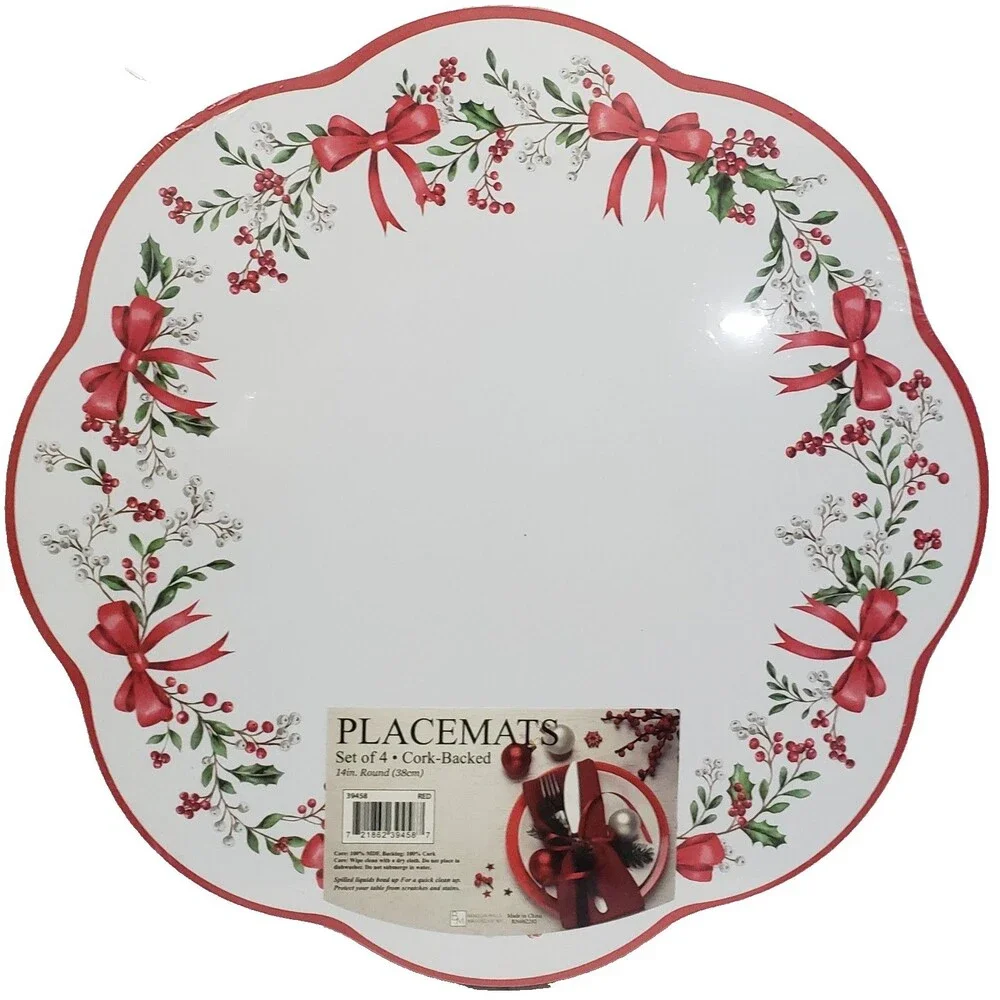 Set of 4 Hard Placemats w/Cork Back (14